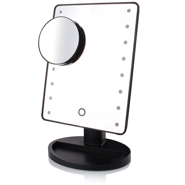 Hvitt opplyst speil, 10X forstørrende led sminkespeil, ledspeil, USB og batterilading, 180° sminkespeil, forstørrelsesspeil