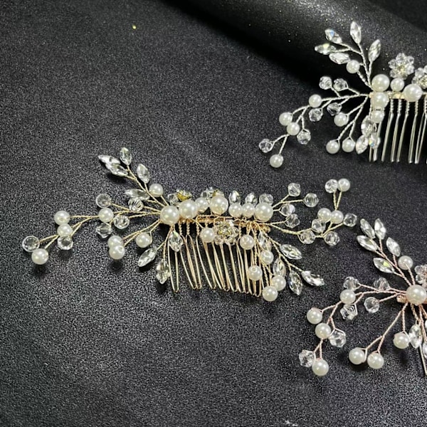 Silver Bröllopshårkam Clip Rhinestone Brudklänning Hårkam, Hårtillbehör för Brudar Bröllopsklänningar