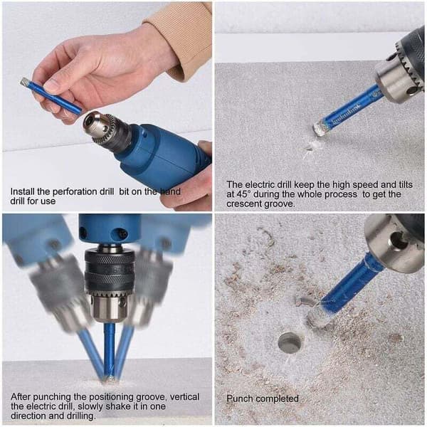 Diamond Tile Drill Bit 5-12mm Carbide Drill Bit For Glass, Granite, Marble Length 65mm Depth ≤ 35mm
