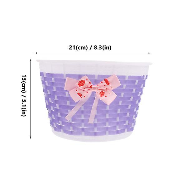1 Sett Plast Sykkelkurv foran til Barn Praktisk Sparkesykkel Oppbevaringskurv Lilla 21X13CM
