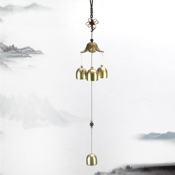 Bells Lucky Wind Chimes Feng Shui vindklokke med S-krok for lykke til hjemmehage Hengende dekorasjonsgave（2stk）