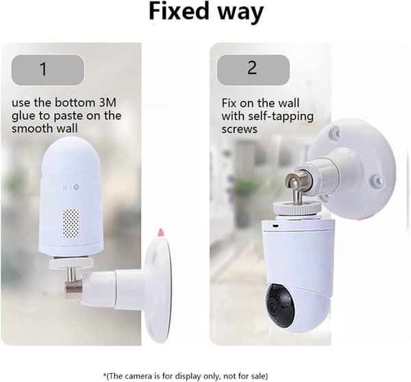 360 Degree Adjustable Screwless Mounting Bracket for Ring Camera, No Drilling, Adhesive Wall Mount, 2-Pack White