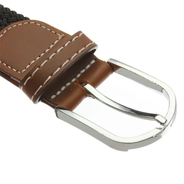Bælte - Unisex - Sort - Flettet læder - Elastisk - Længde 105cm (strækbart til 125cm)