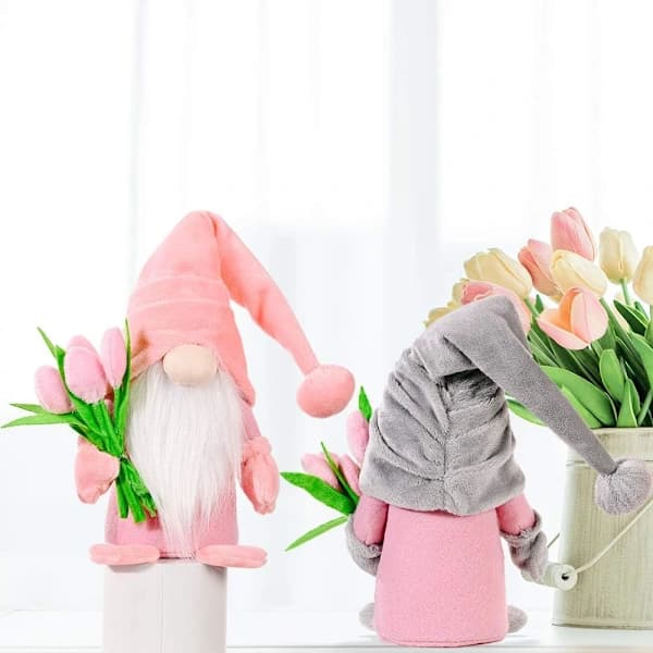 HA~Plysj Nisser Håndlavede Svenske Dukker Mini Tomte Dværgealvepynt til Valentinsdag Gave & Boligindretning, 37x8x6cm