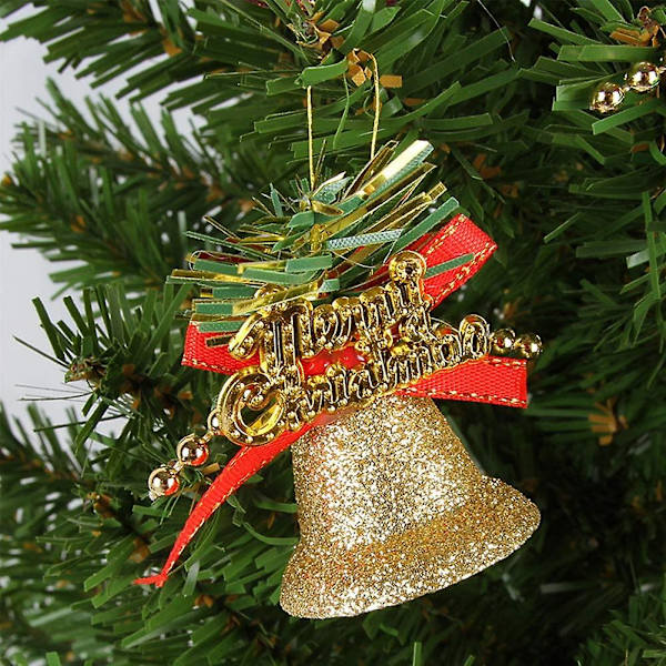 Julepynt, 6 styk Juletræspynt Små Gyldne Klokker + 12 styk Julekugler, Julekugler til Juletræspynt