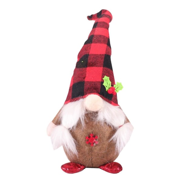 Gul Håndlavet Jule Nisse Ornament Plaid Lang Hat Gnome Svensk Tomte Dukke DukkeGul