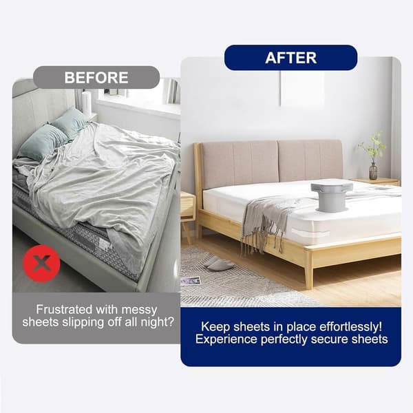 Sheet Holders with Locking Straps - Strong Sheet Fasteners - Non-Slip Grip Clips for Mattress - Fits All Sizes - White - 4-Pack