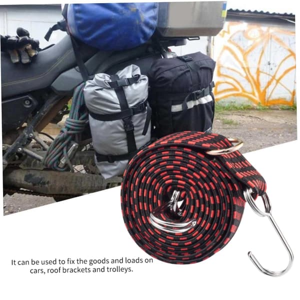 4 stk Bagasjestrikker med Kroker, Kraftige Elastiske Strikker, Elastiske Stropper med Karabinkroker