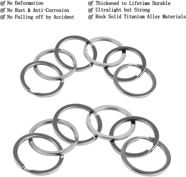 100 stk nøgleringe, 25 mm og 28 mm nøgleringe i metallegering