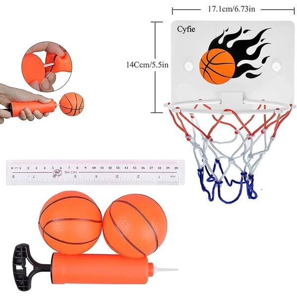 Minibasketboldkurv, Minibasketboldkurv Med Bolde Og Pumpe, Kontorbasketboldkurv Med Sugeskål, Minibasketboldkurv Til Kontor, Soveværelse