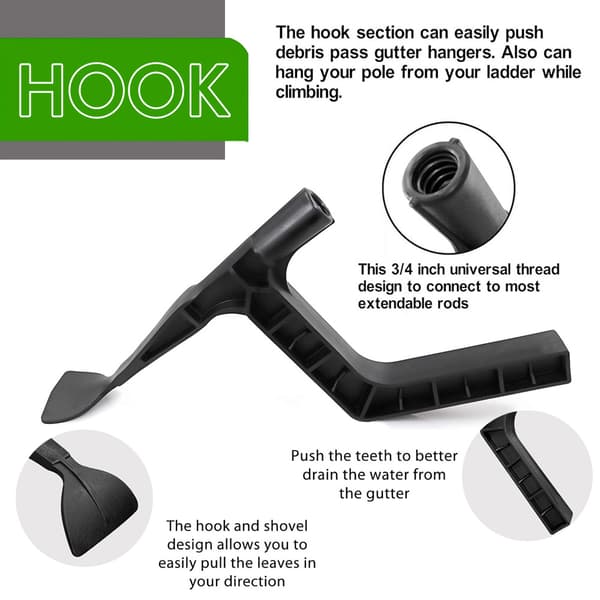180 cm Gutter Cleaning Tool Telescopic Gutter Cleaner with 4-Part Pole Gutter Cleaning Scoop for Removing Leaves and Debris