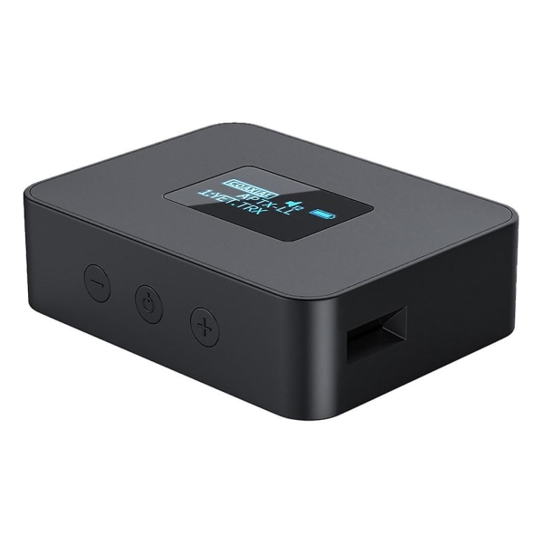 Bluetooth 5.0 Audio Transmitter Lcd-skärm Aux koaxial optisk fiberjack AdapteBlack Black