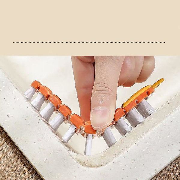 Multifunktionell böjbar rengöringsborste, hushållsborste, kastrullskrubbar för kök (2-pack, vit+orange)