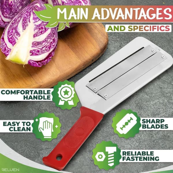 Cabbage Shredder - Stainless Steel Grater with Ergonomic, Non-Slip Handle, 30 cm Rust-Resistant Cabbage Slicer.