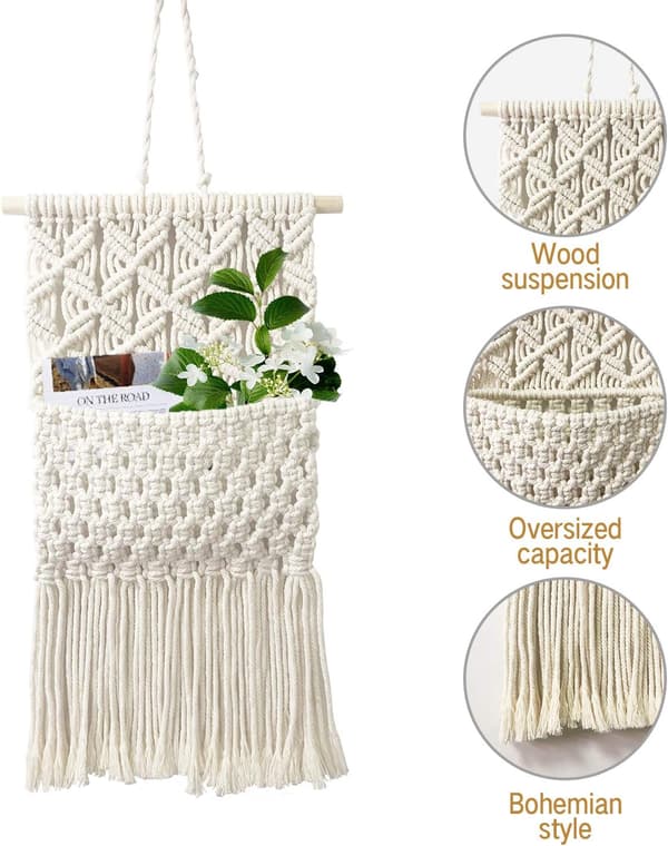 Makrame Veggdekor Elegant Håndlaget Veggdekor Bomullsvevd Boho