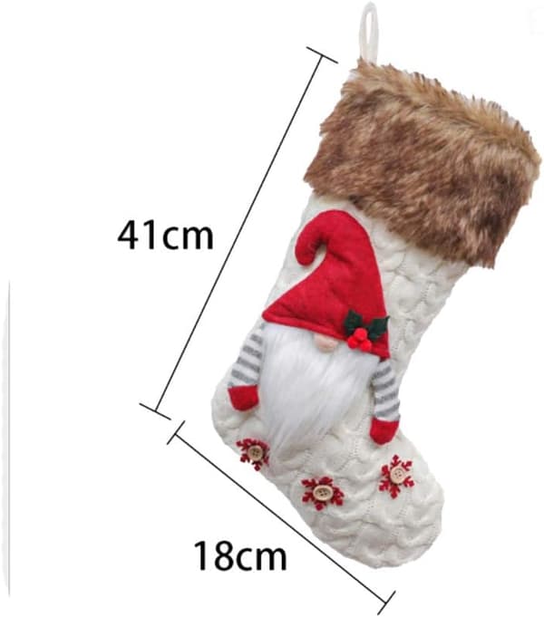1 st julstrumpa stickad tomte strumpa handhängande strumpa