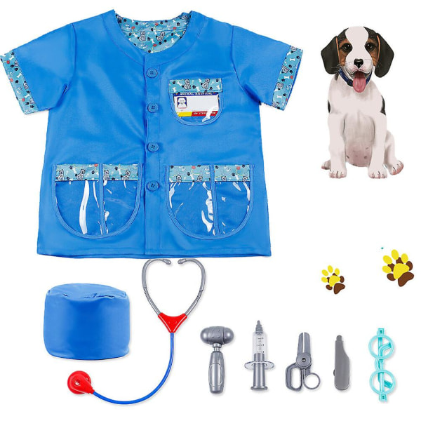 Børnehave Cosplay kostume Rollespilstøj Veterinærsygeplejerske tøjsæt (egnet til 110-130 Assorted Color 48x34cm