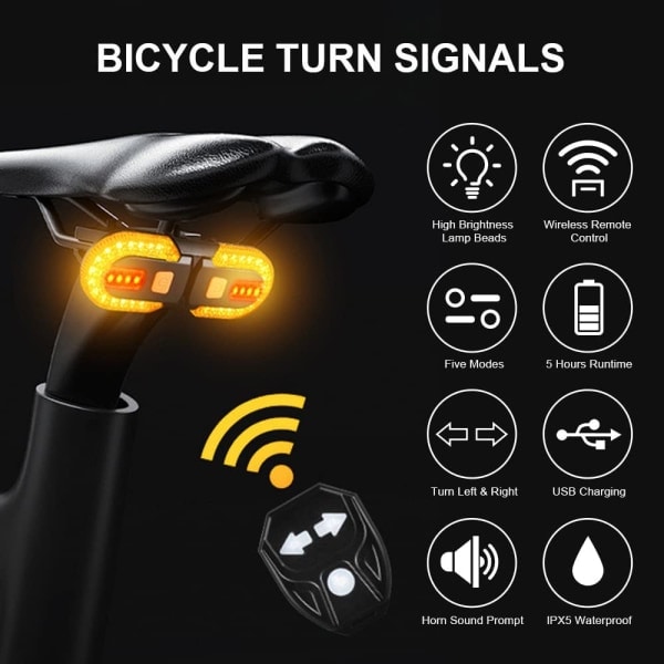 Cykelblinkers, ljusa cykelblinkers fram och bak IPX