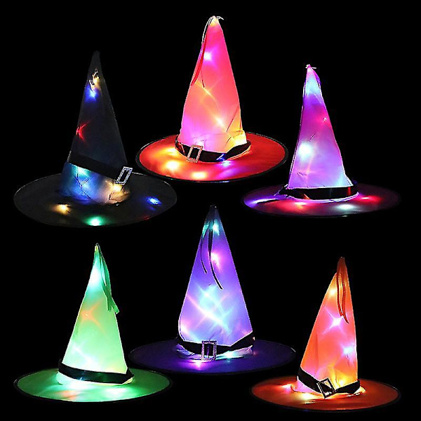 Halloween-hatt Partydekoration Rekvisita LED-ljus Häxhatt Magiker Häxhatt Inte lysande svart