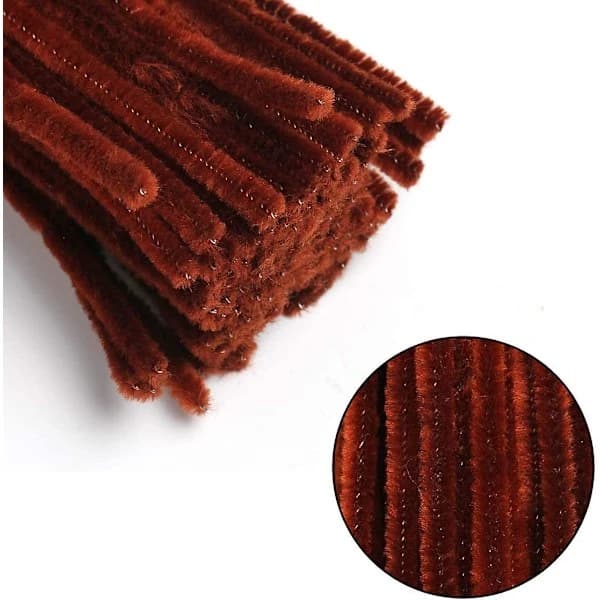 200 Pcs 30 cm X 6 mm Creative Chenille Sticks Glitter Pipe Cleaners For DIY Craft Projects (Brown)