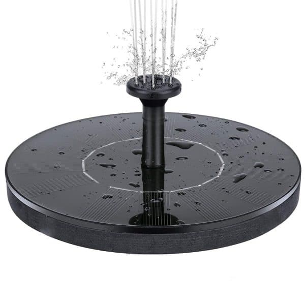 Soldrevet vandfontæne 16 cm Sort
