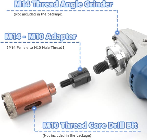 2 Pieces Angle Grinder Adapter M14 Female to M10 Male Thread Adapter Conversion Tool Grinder Converter Extension Rod