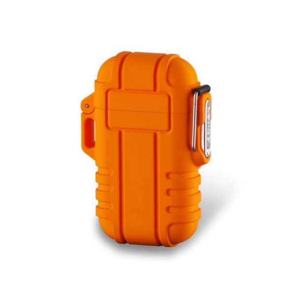 Elektrisk tändare Vattentät Flamlös Dubbelbåge USB Uppladdningsbar Vindtät Butanfri Idealisk för inomhus- och utomhusaktiviteter (Orange)