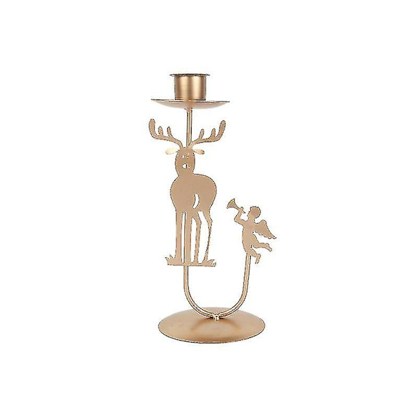 Nordisk Retro Antikk Julelysstake Ornamenter Jern Lysestake (1 stk - gull)