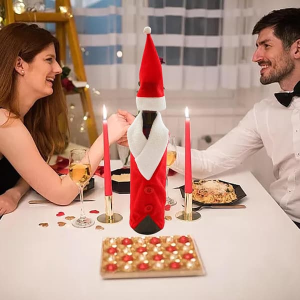 Set med 4 röda julvinsflaskepåsar, rödvinsflaskeset, Fab