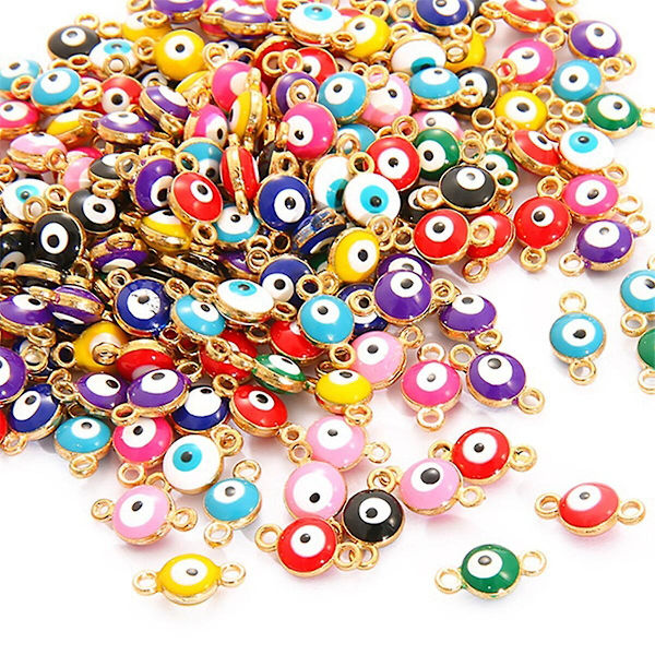 30 st Key Chain-tillbehör, Onda Öga-berlocker för örhängen, smyckestillverkning, blandade färger, 0,8x0,8 cm