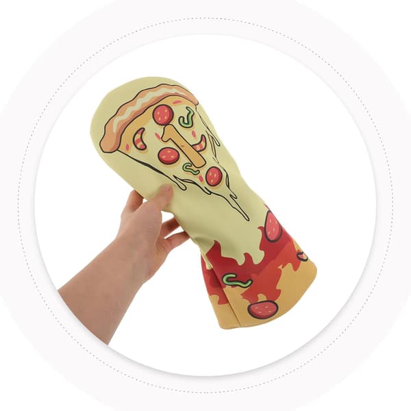 Golf Driver Cover Pizza Nyhet Vattentät PU Headcover med Fleece Foder