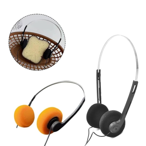 2 stk. Retro On-Ear-hovedtelefoner, Retro-skum, Justerbar Hovedbøjle, Kablet Over-Ear-hovedtelefon, Walkman-hovedtelefon Vintage-følelser