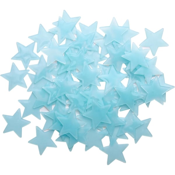 100 stk. lysende stjerneklistermærker Skab en realistisk stjernehimmel, mørke stjerneklistermærker til loft, værelsesindretning (blå)