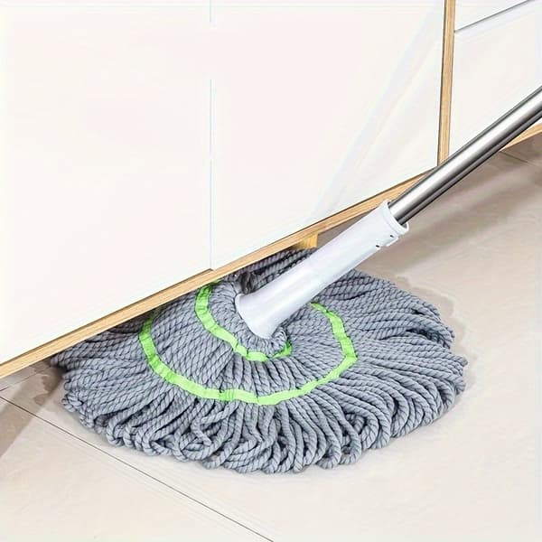 Self-wringing Spin Mop, Hands-Free Floor Cleaner for Wood and Tile Floors, Convenient Rotating Mop System with Bucket