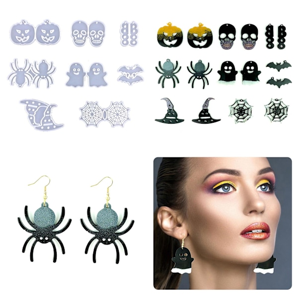 Häxhatt Spindelform Resinörhänge Silikonform Halloween Pumpaform