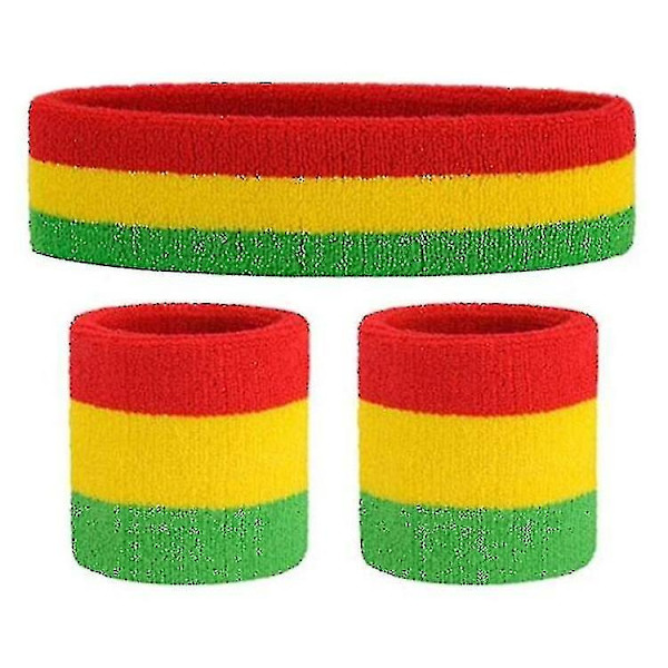 4-pack svettband set - sport pannband och handledsband - Terry-tyg handledsband svettband pannband fukttransporterande svett