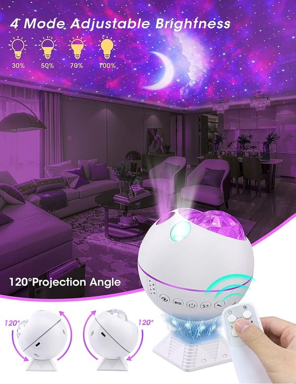 Mini LED Star Projector Night Light, 120° Rotating Remote Controlled Galaxy Light Effects Cloud Lamp Perfect Gift for Kids (Mini White)