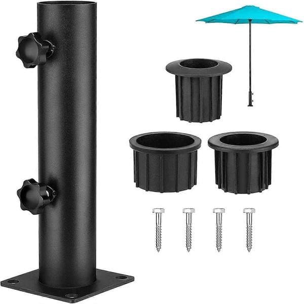 Paraplybasstativrør Rustfrit stål Paraplyklemme Paraplyholder Paraplystativ Terrassebeslag til have, Fire faste huller