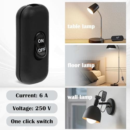 60x26x16mm 2-pack Bedside Lamp Switch, Black Button, 6A 250V Double Pole Switch, Mini Rocker Switch for Small Appliances