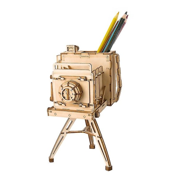 7 erilaista DIY 3D-puu eläintä ja rakennuspulmapeliä kokoonpanoleluja lahjoja lapsille aikuisille mallikokoelma Tg207Vintage Camera