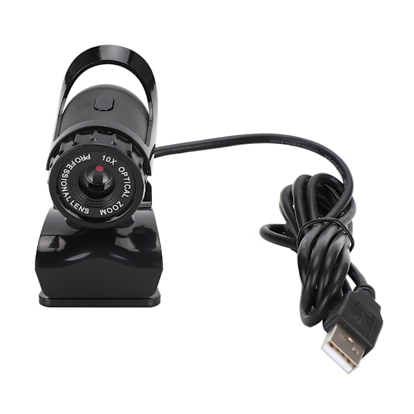 Black USB Camera High Definition Built-in Digital Microphone with Clip-on Base Computer Accessories