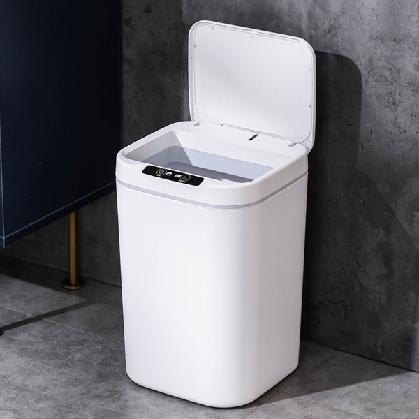 15l Smart Soptunna Automatisk Sensor Soptunna Elektrisk Avfallstunna Vattentät Soptunna För Kök B White