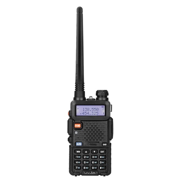 1,5\" LCD 5W 144~146MHz / 430~440MHz Dobbelt-bånds Walkie Talkie med 1 LED Lommelygte Sort