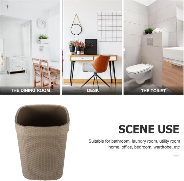 Large Capacity Imitation Rattan Trash Can with Wide Opening Design