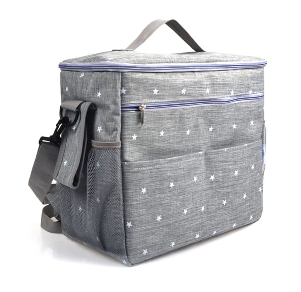 (Grey) Large Stroller Bag, Waterproof 22L Stroller Organizer with 2 Cup Holders