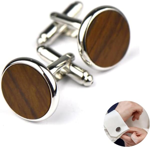 Elegante Manchetknapper, Trendy Manchetknapper, Runde Træmanchetknapper, Træmanchetknapper, Runde Manchetknapper til Bryllupstøj