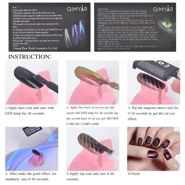 Magnetplade Wand Board Nail Art Tool til DIY Magic 3d Magnetisk Polish Cats Eyes Vælg 11 stk/sæt