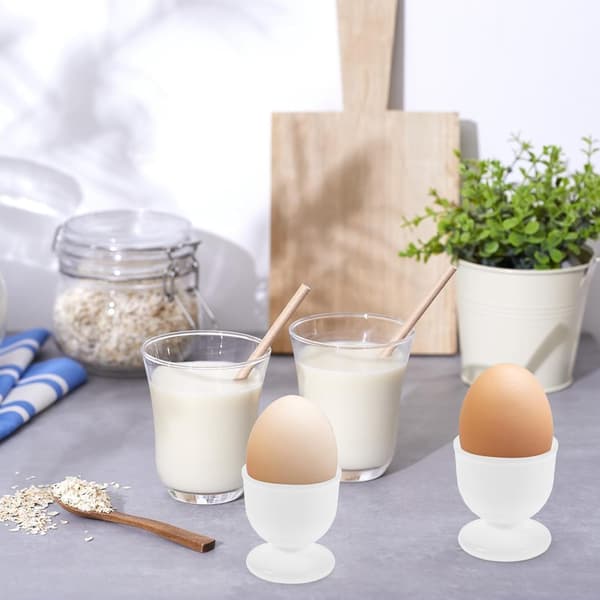 6 Pieces Reusable Egg Cups in White PP Material for Multiple People, Chicken Egg Holder