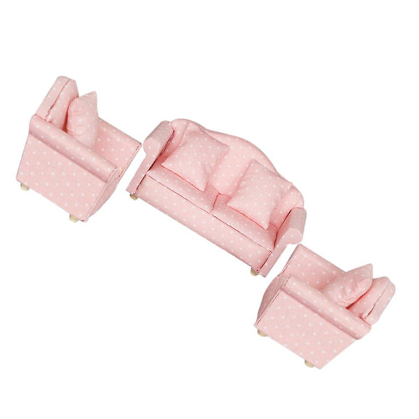 3 kpl Leikkimökki-sohva Mini-sohva Leikkimökki-tarvikkeet Sohvan koriste tyynyllä Vaaleanpunainen 13,5X7,2X6,4cm Pink 13.5X7.2X6.4cm