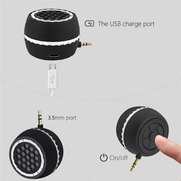 Mini Bärbar Högtalare, 3W Mobiltelefon Högtalare Line-in Högtalare med Klar Bas 3.5mm AUX Ljudgränssnitt, Plug and Play